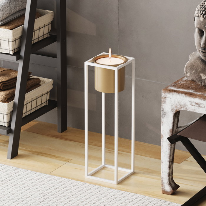 Aberto Design Maceta Decorativa GED-023-C Blanco y Dorado Aberto Design Maceta Decorativa GED-023-C Blanco y Dorado